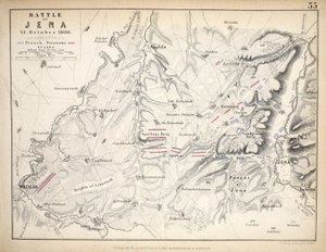 イエナの戦いの地図、ウィリアムブラックウッドアンドサンズ発行、エジンバラとロンドン、1848年（手描きの彫刻）